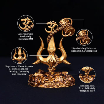 Damrita™️Lord Shiva Trishul With Damru Car Dashboard